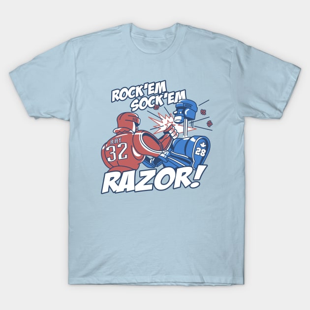 Rock'em Sock'em Razor! T-Shirt by Carl Cordes